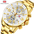 MINI FOCUS 0278 G Quartz Chronograph Fashion Sports NEW Arrival Top Brand Luxury Royal Golden Men Watch Luminous Watches